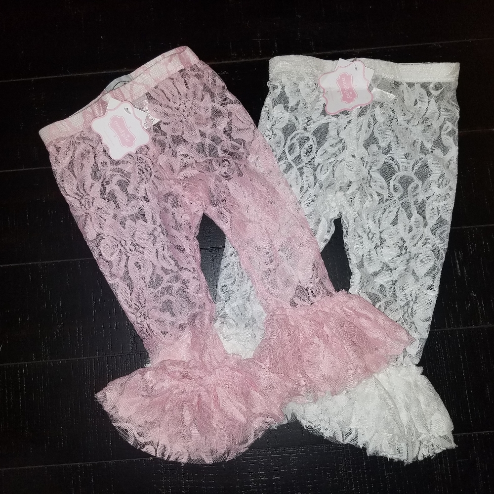 2 sets of Mud Pie Lace pant and 2 sets of booties
